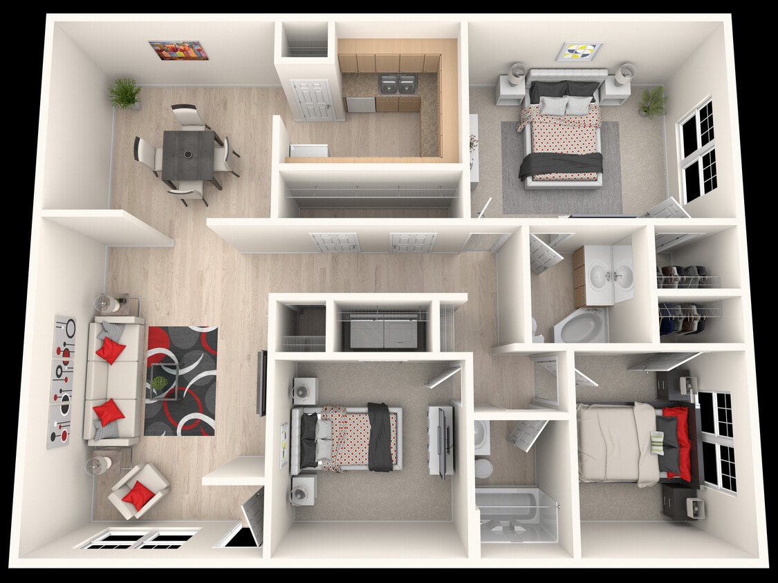 Floor Plan - 3 Bed, 2 Bath