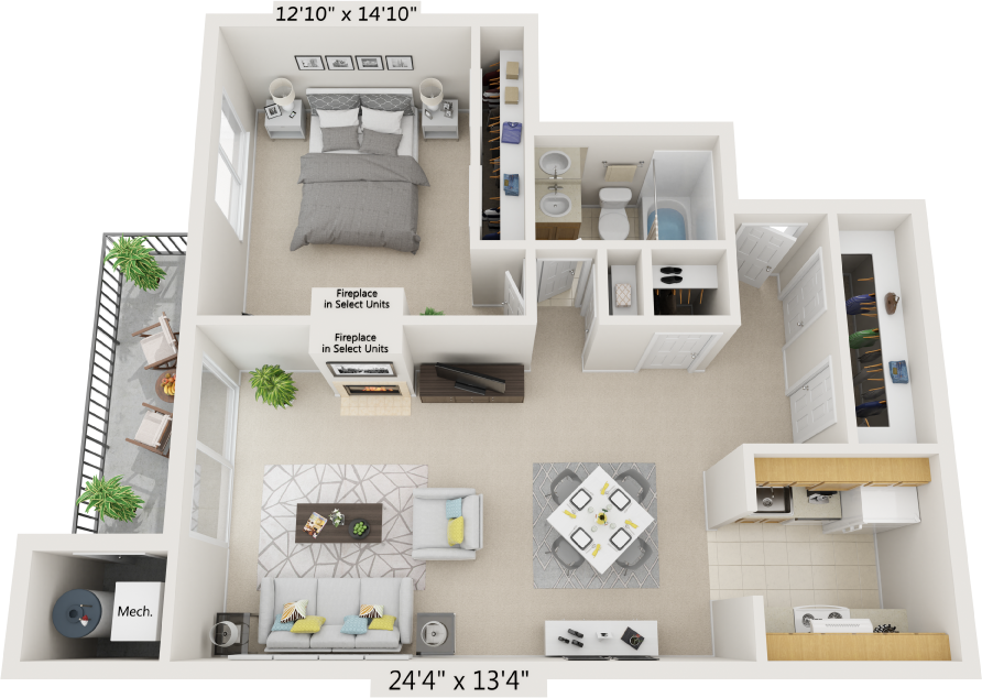 Floor Plan - 1BR | 1BA E