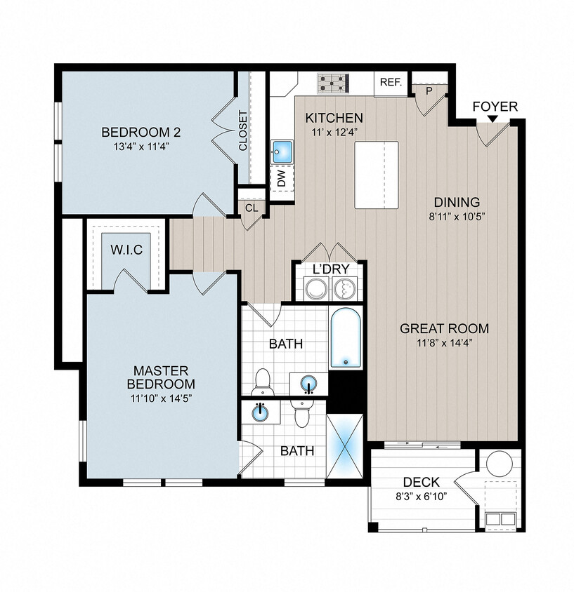 Explore this thoughtfully designed floor plan perfect for modern living. - 2 Bedroom 2 Bathroom L ADA Elevator