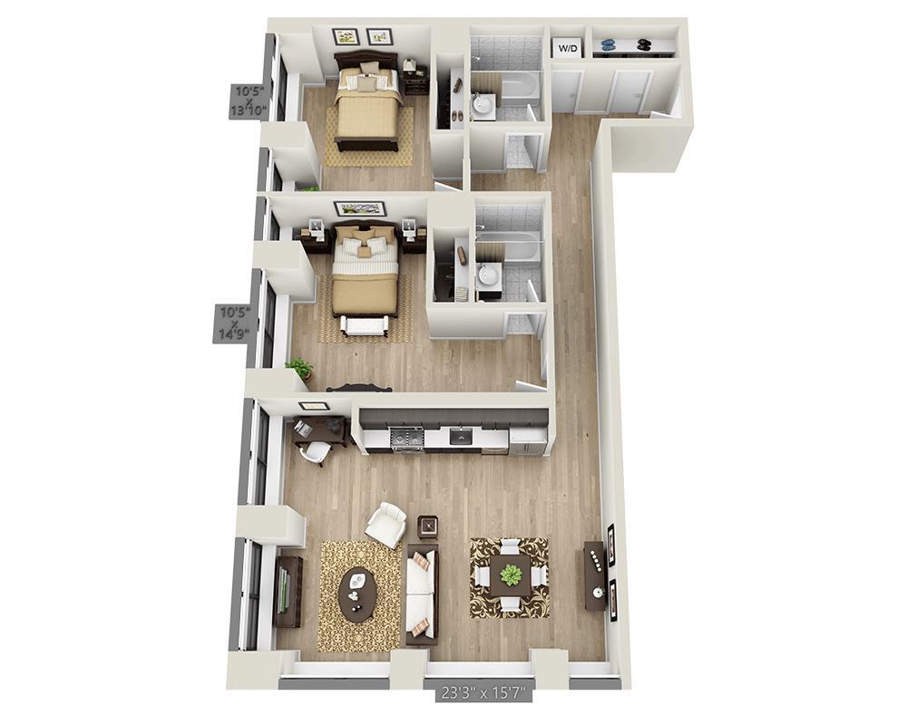 Floor Plan - Two Bedroom B2D