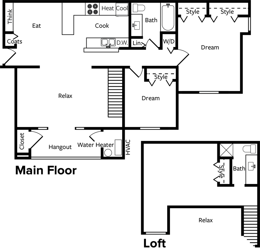 Floor Plan - Evergreen with Loft (Renovated)