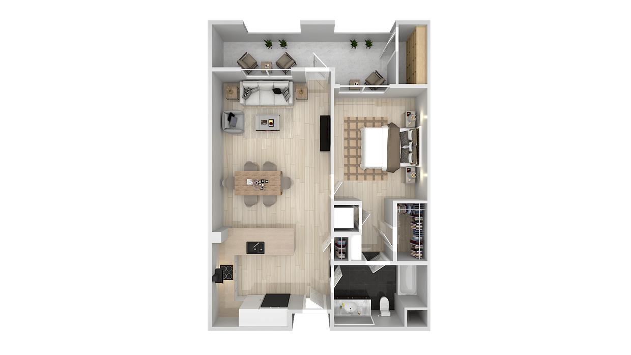 Floor Plan - 1 Bedroom 1 Bath C