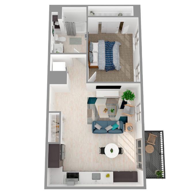 Floor Plan - 1 Bed/1 Bath-a22.1