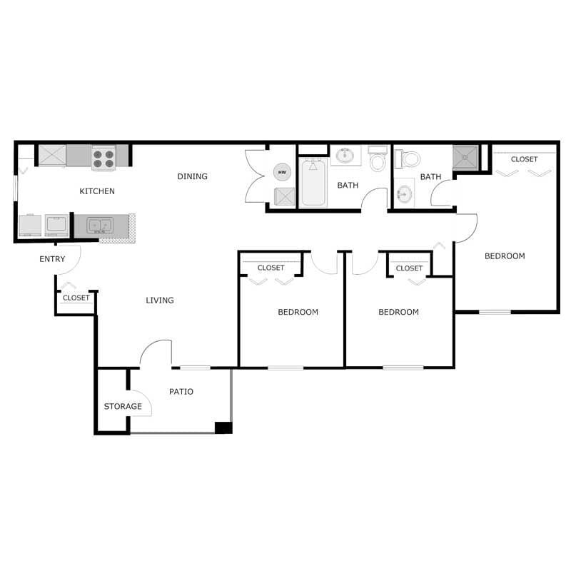 Floor Plan - 3x2B
