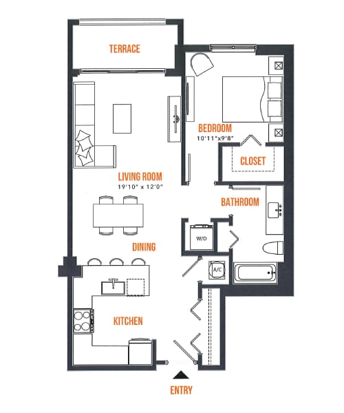 Landmark_A4.png - 1 Bed / 1 Bath