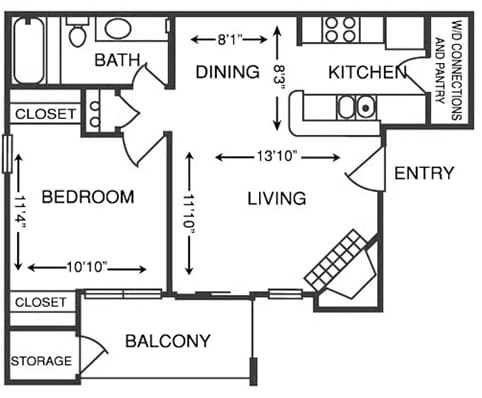 Floor Plan - 1 Bedroom
