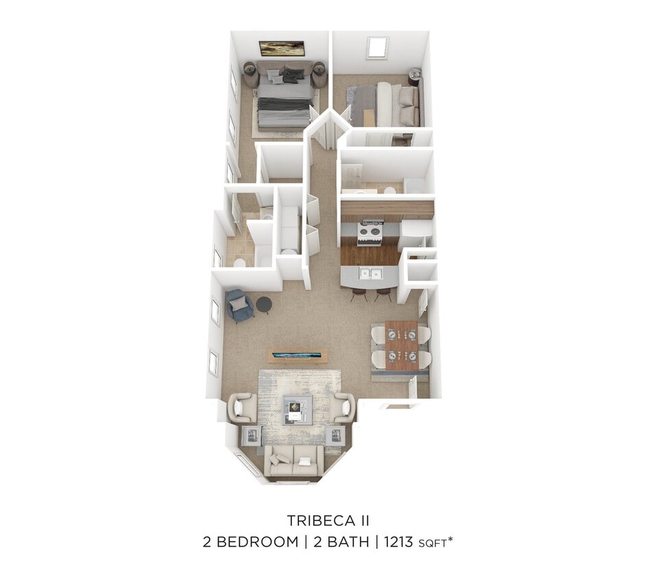 Floor Plan - Two Bedroom 2 Bath - Tribeca II - 1,213 sqft
