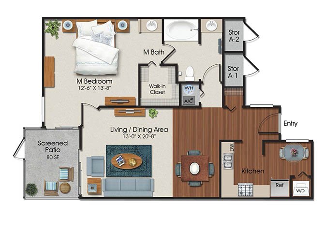 Floor Plan - One Bed One Bath - A1