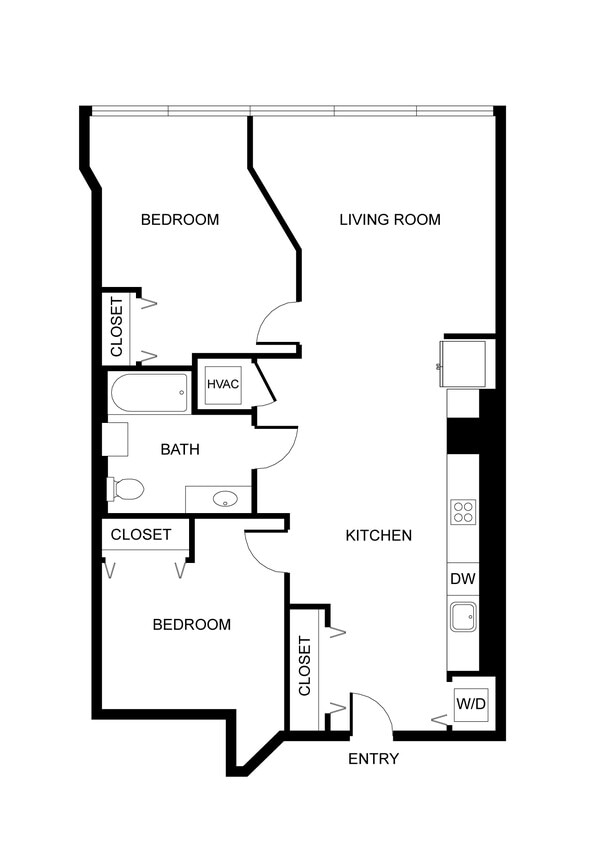 Floor Plan - West 7th | 2 Bedrooms, 1 Bathroom 204