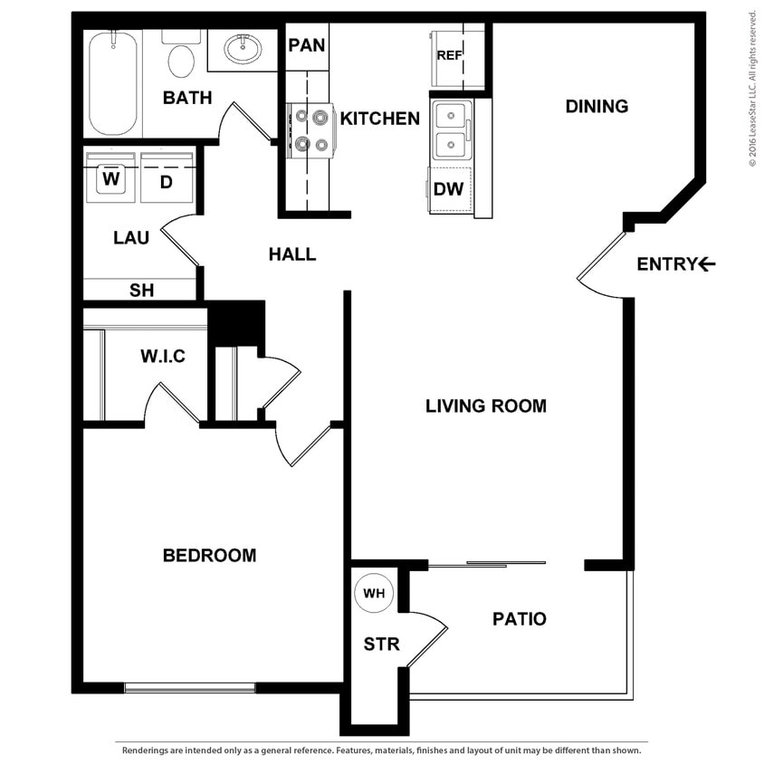 Floor Plan - 1 Bedroom 1 Bath Plan A