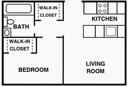 Plan B - 1 Bedroom 1 Bath