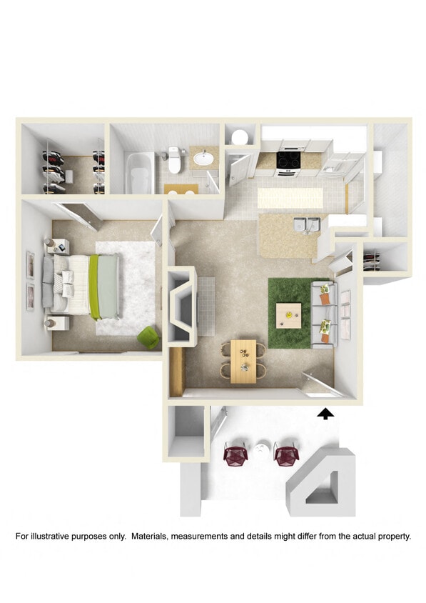Floor Plan - 1 Bed 1 Bath