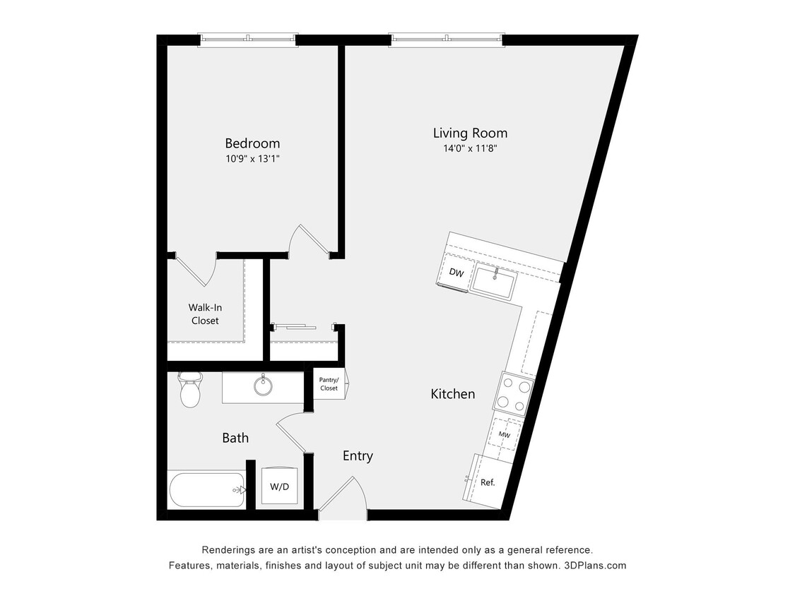 Floor Plan - One Bedroom B07A
