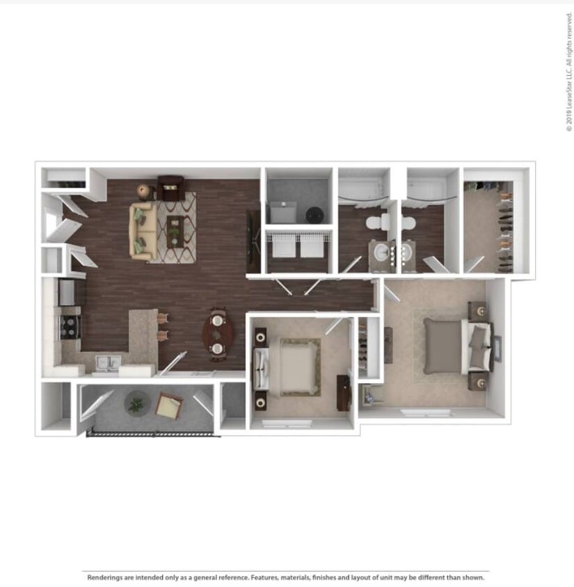 Floor Plan - 2 Bedroom 2 Bath