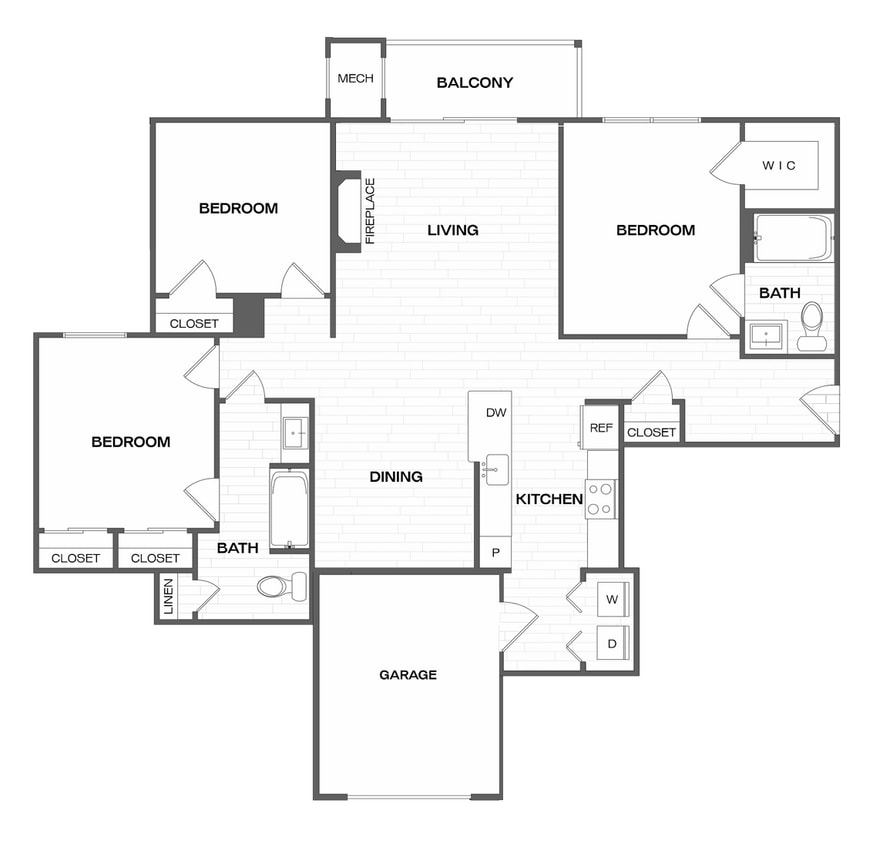 Floor Plan - 3 Bed/2 Bath-C1