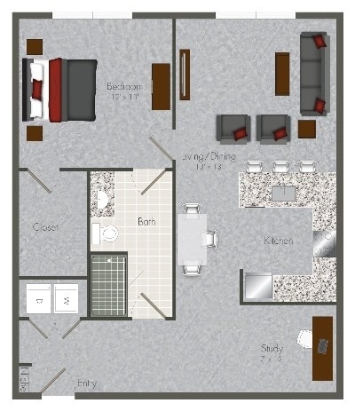 Mid Main Lofts - 1S-X4 - 1 Beds - 1 Baths - 868 Sq. ft. - 1S-X4