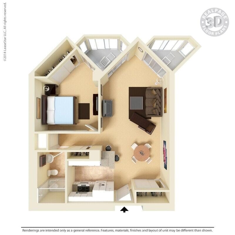 Floor Plan - Large 1 Bd 1 Bth City Slicker