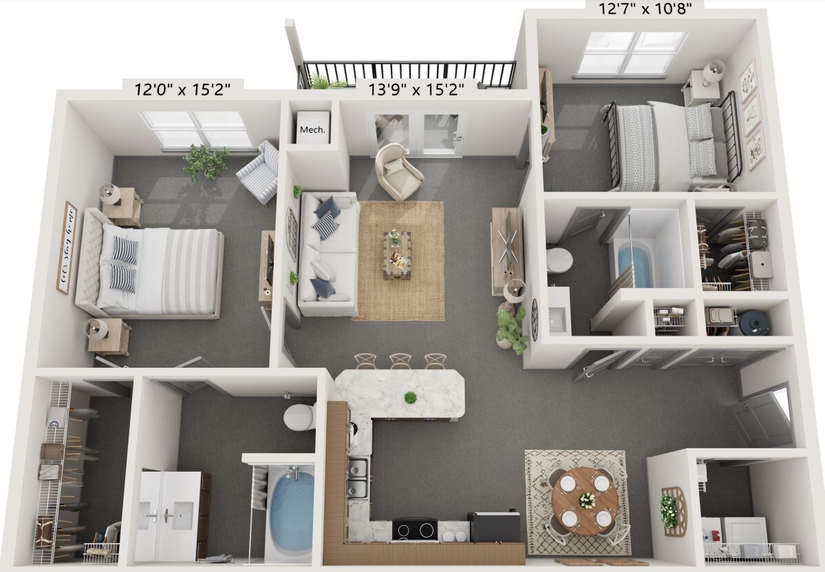 Floor Plan - 2 BR 2 BA