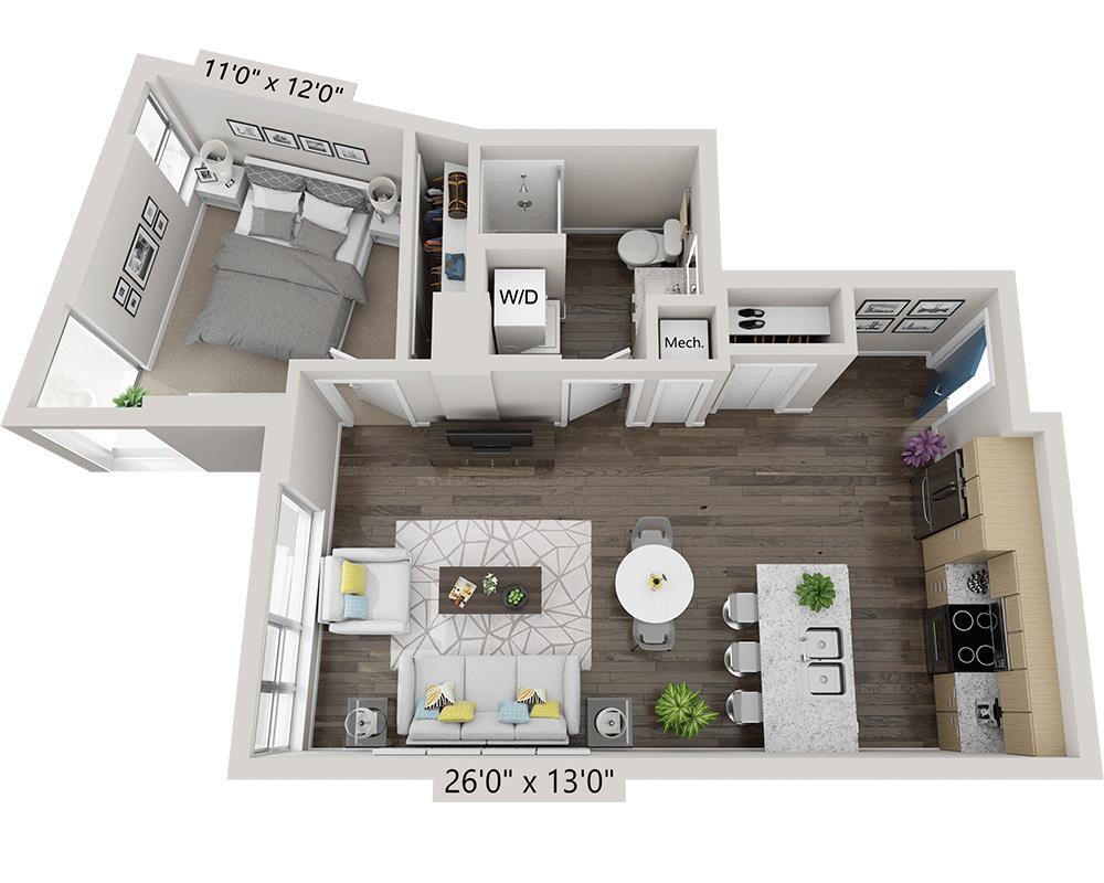Floor Plan - One Bedroom A1R