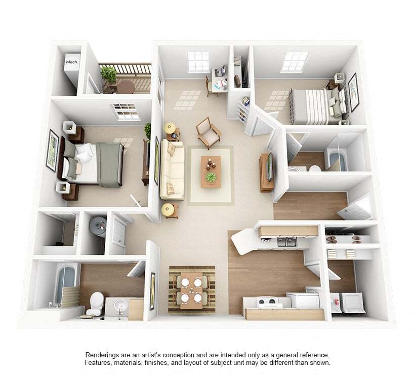 Floor Plan - 2x2 Renovated
