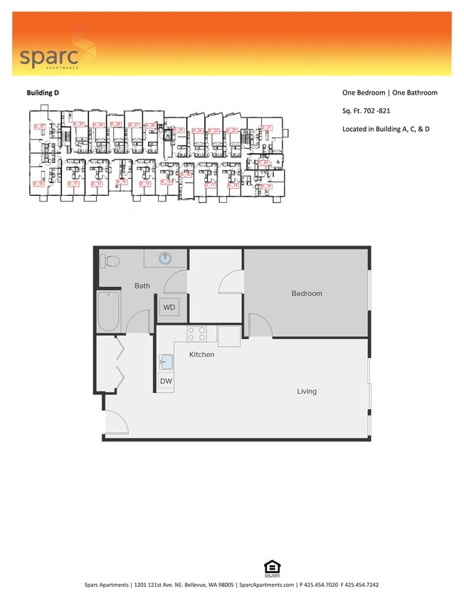 Floor Plan - 1x1 Building A & D