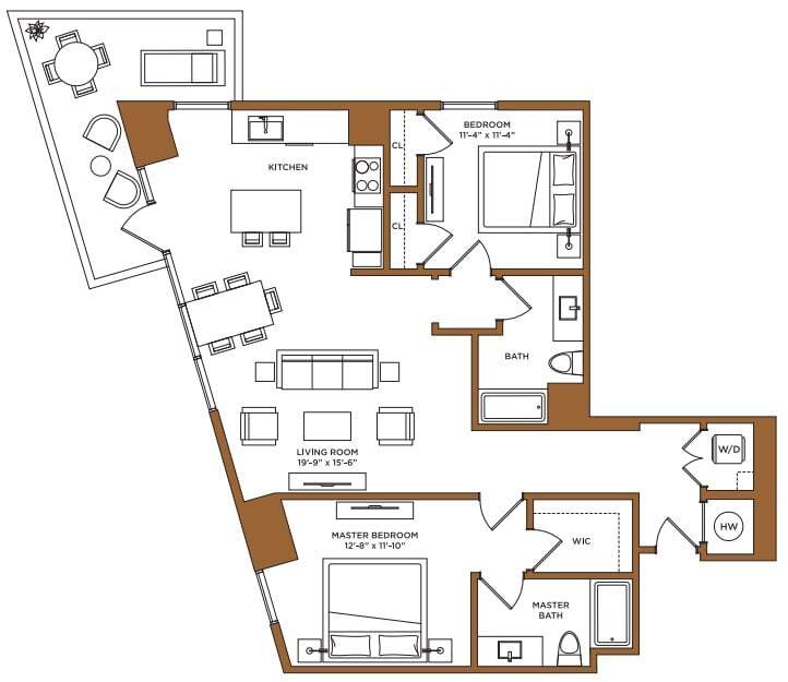 Floor Plan - 2 Bed/2 Bath-A