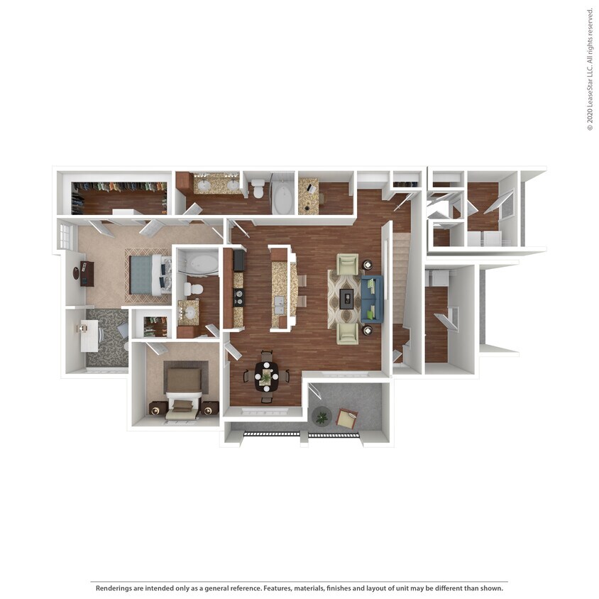 Floor Plan - 2 Bed 2 Bath 1372 SqFt (1255 Net)
