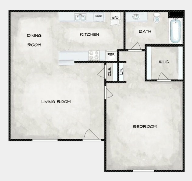 Floor Plan - One Bedroom/One Bath