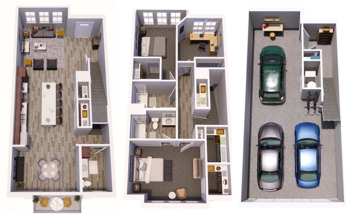 Floor Plan - 3 BDR 2.5 BA TWN HS