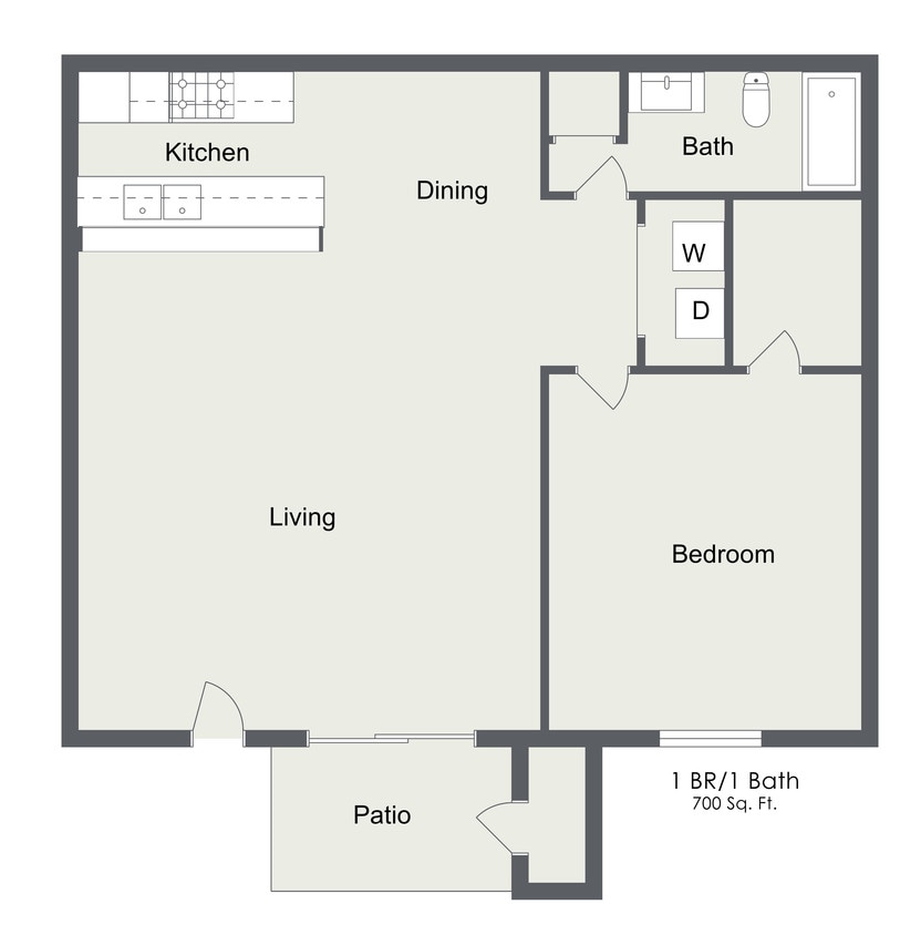 Floor Plan - 1 Bedroom | 1 Bath