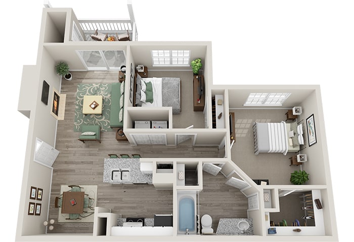Floor Plan - One Bedroom One Bath w/ Den