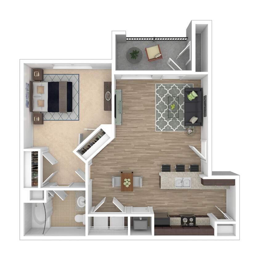 Floor Plan - 1x1 - Acadiana