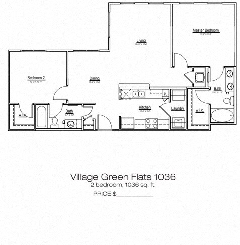 Floor Plan - Village Green Flats 1036