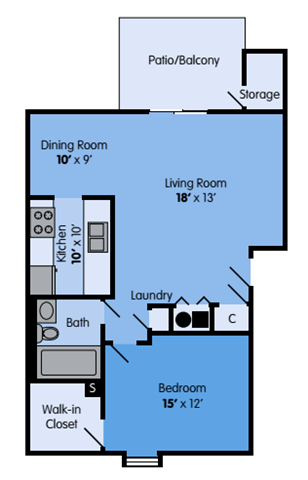 Floor Plan - 1 bed 1 bath sm reno wb1x1sr - Maple