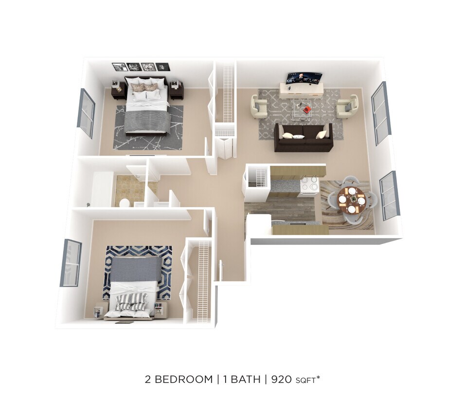 Floor Plan - Two Bedroom- 920 sqft