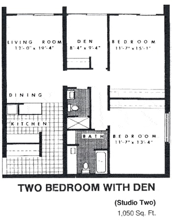 2BR/2BA - 2 Bedroom W/ Dining RM