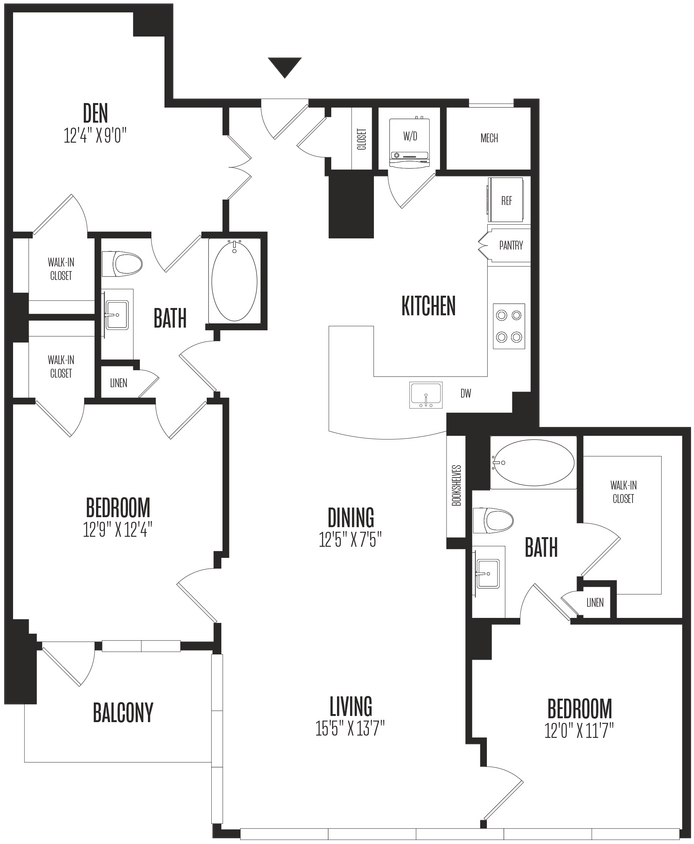 Floor Plan - 2 Bed/2 Bath Den-2BD