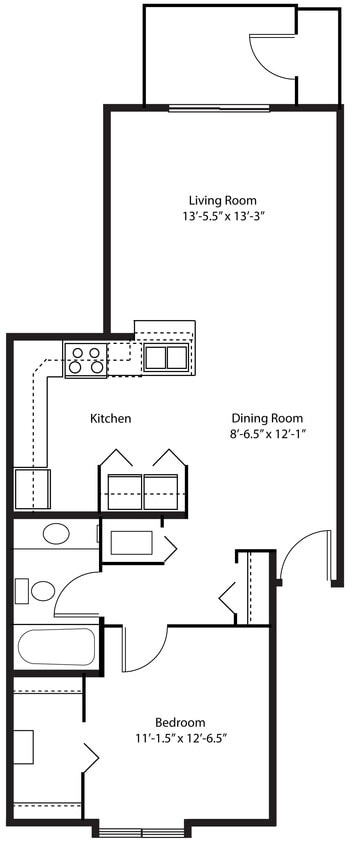 Floor Plan - One Bedroom Renovated