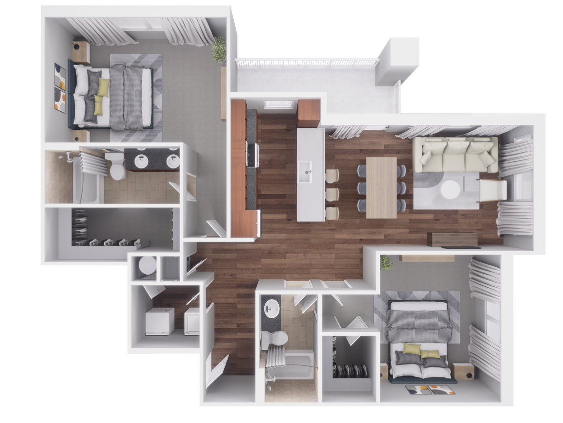 Floor Plan - 2x2 1275 sqft