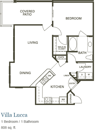 Floor Plan - 1 Bed 1 Bath (A)