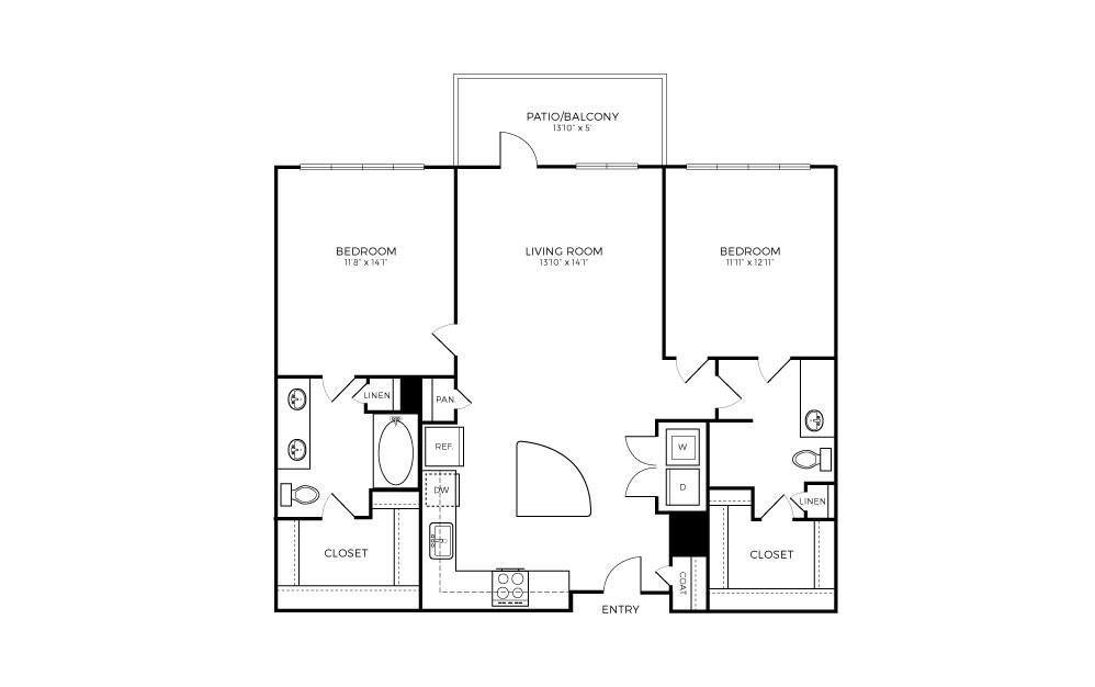 Floor Plan - B3-1 (Small Patio/Balcony)