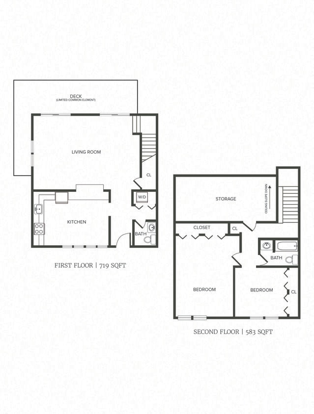 Floor Plan - (S0C4) 2 Bedroom, 1.5 Bath Duplex