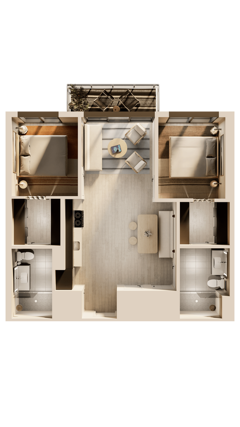 Floor Plan - Outer Bank 2 Bedroom