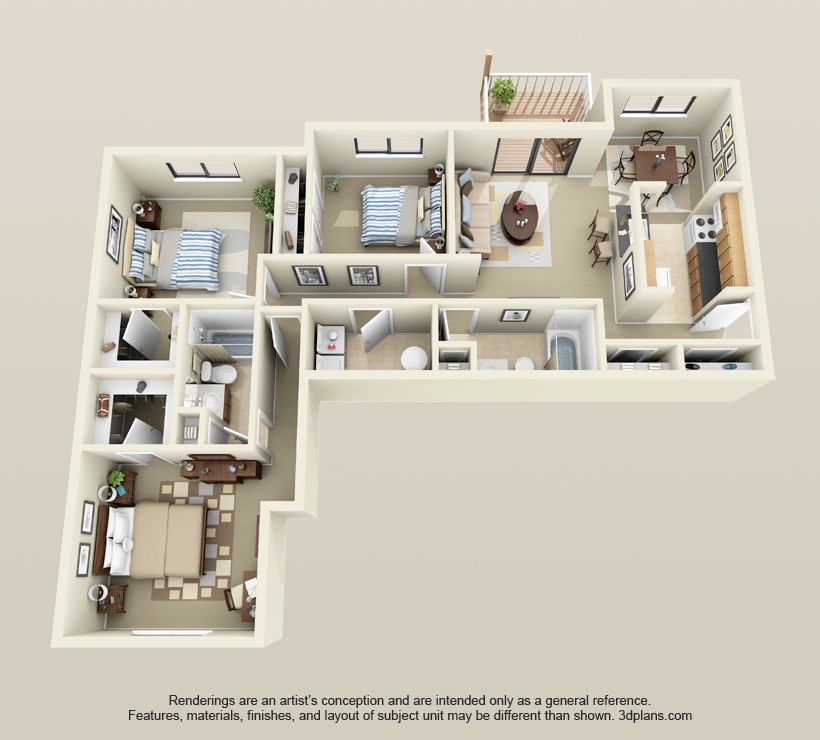 Floor Plan - Three Bedroom Two Bathroom