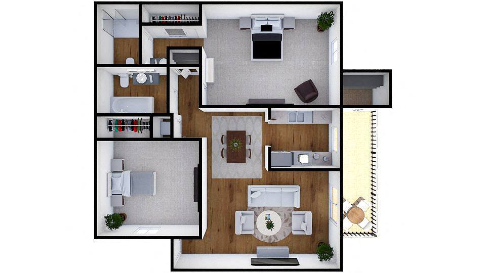 Floor Plan - Two Bedroom Two Bath
