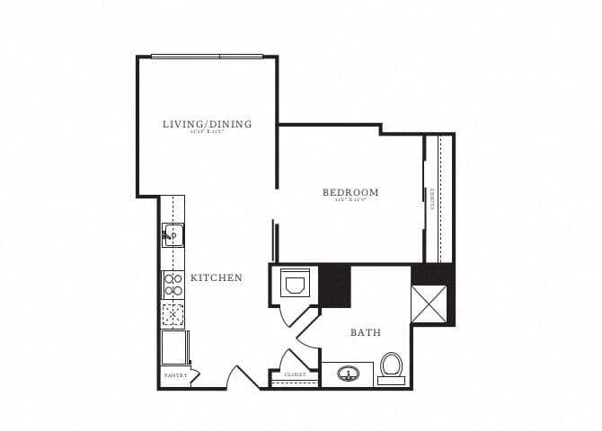 Floor Plan - Jr 1 Bed/1 Bath-B2A