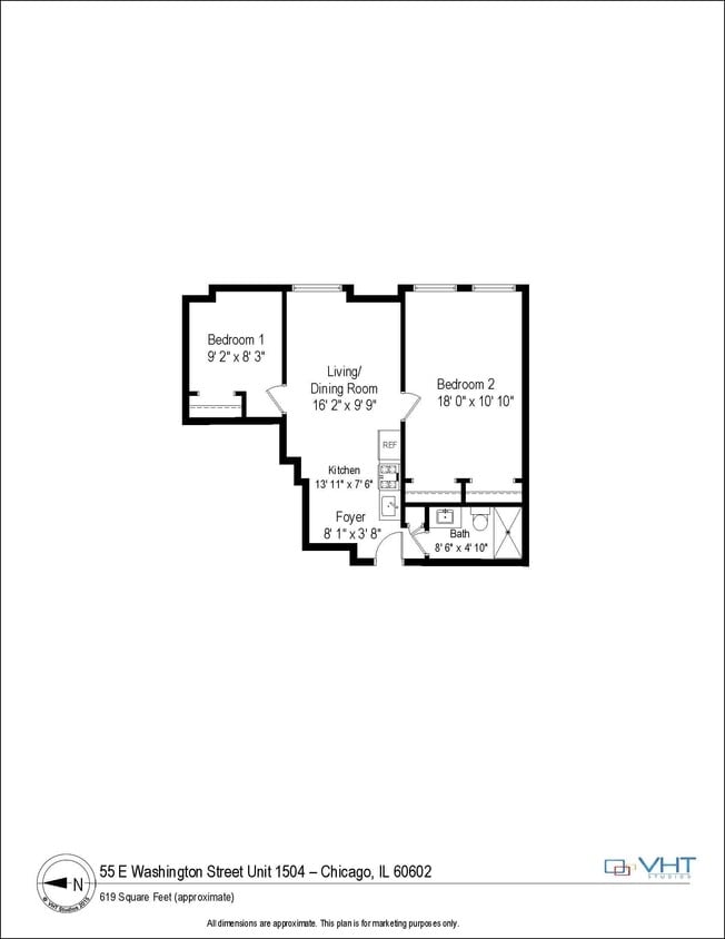 Floor Plan - 2 Bed, 1 Bath - Style A