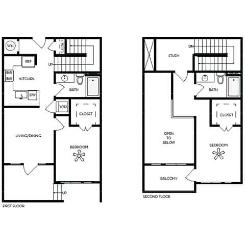 Floor Plan - Two-Bedroom Townhouse (TH3)