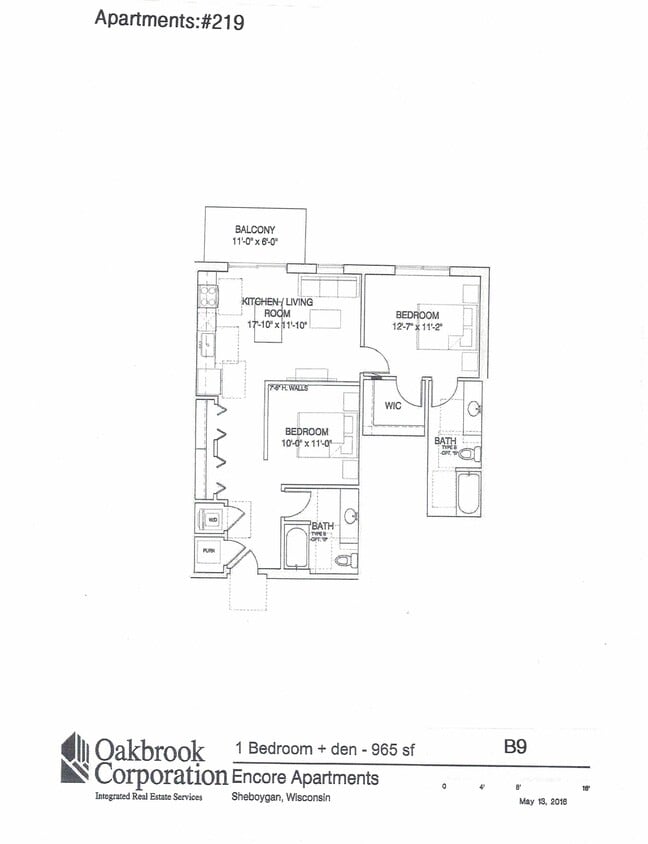 Floor Plan - 1 Bed + Den 2 Bath (B9)