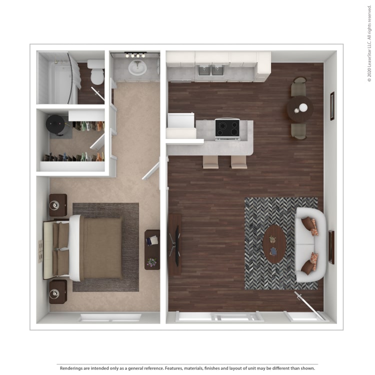 1x1_726sf_3D_700499.png - One Bedroom